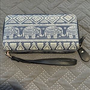 Elephant Print Wristlet Wallet